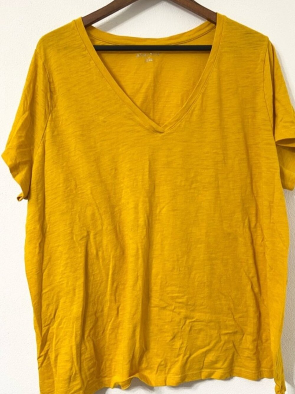 Yellow V Neck Tee Plus Size 3X Short Sleeve